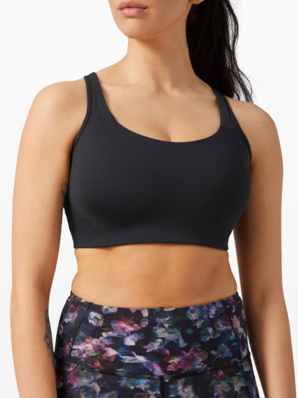 (36B) Lululemon All Powered Up Sports Bra *Medium Support Black Keyhole